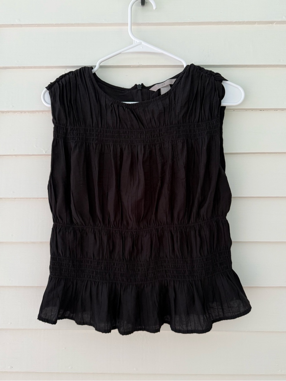 H&M | Black Smocked Sleeveless Peplum Top Women’s Size S